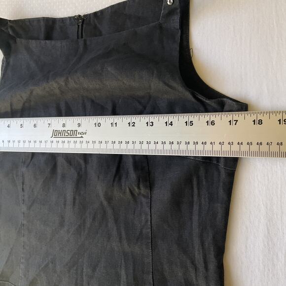 GAP Women Midi Dress Size 6 Black Cotton Linen Sheath Sleeveless Square Neck - Picture 4 of 10